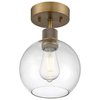 Access Lighting Port Nine Burgundy, Burgundy LED SemiFlush, Antique Brushed Brass Finish, Clear Glass 63148LEDDLP-ABB/CLR